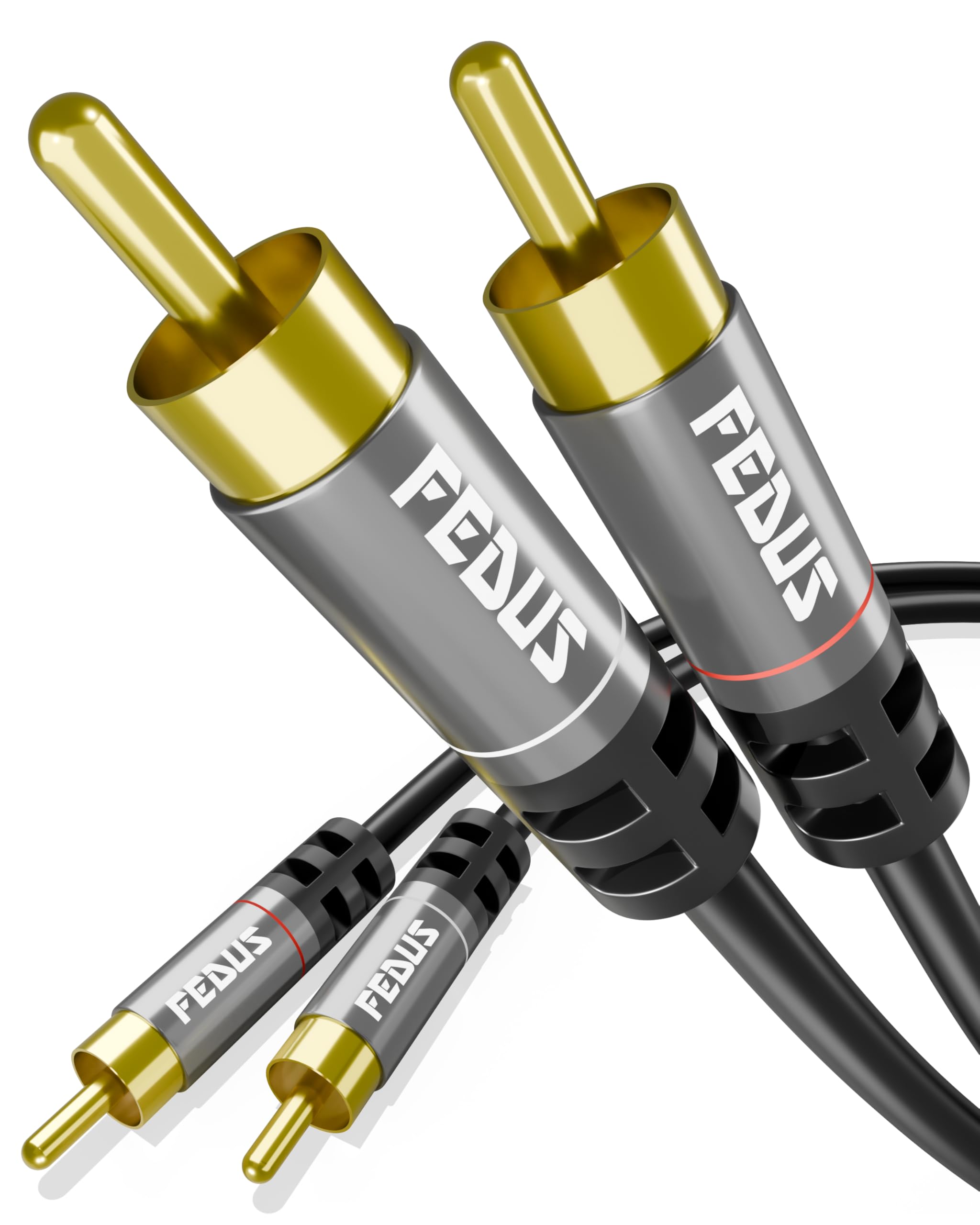 FEDUS RCA Cable 1.5M Double Shielded Oxygen-Free Copper Gold Plated 2RCA to 2 rCA Cable for Car Audio Subwoofer Cable Cord for Hi-Fi Audio Systems, Amplifier, Home Theater, Speaker, HDTV