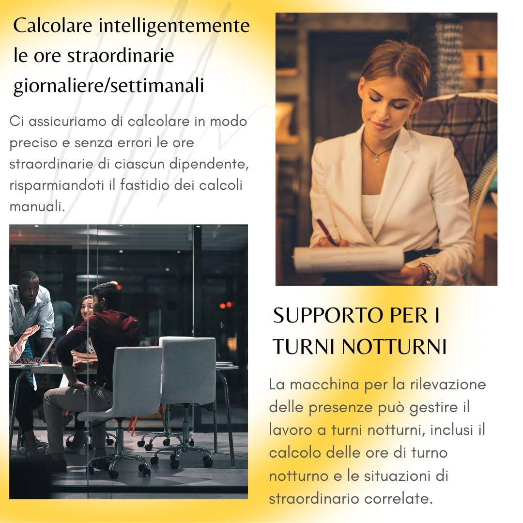 Rilevatore Presenze Dipendenti Biometrico，detrarre l'ora di pranzo， con verifica delle presenze tramite impronta digitale e lettore