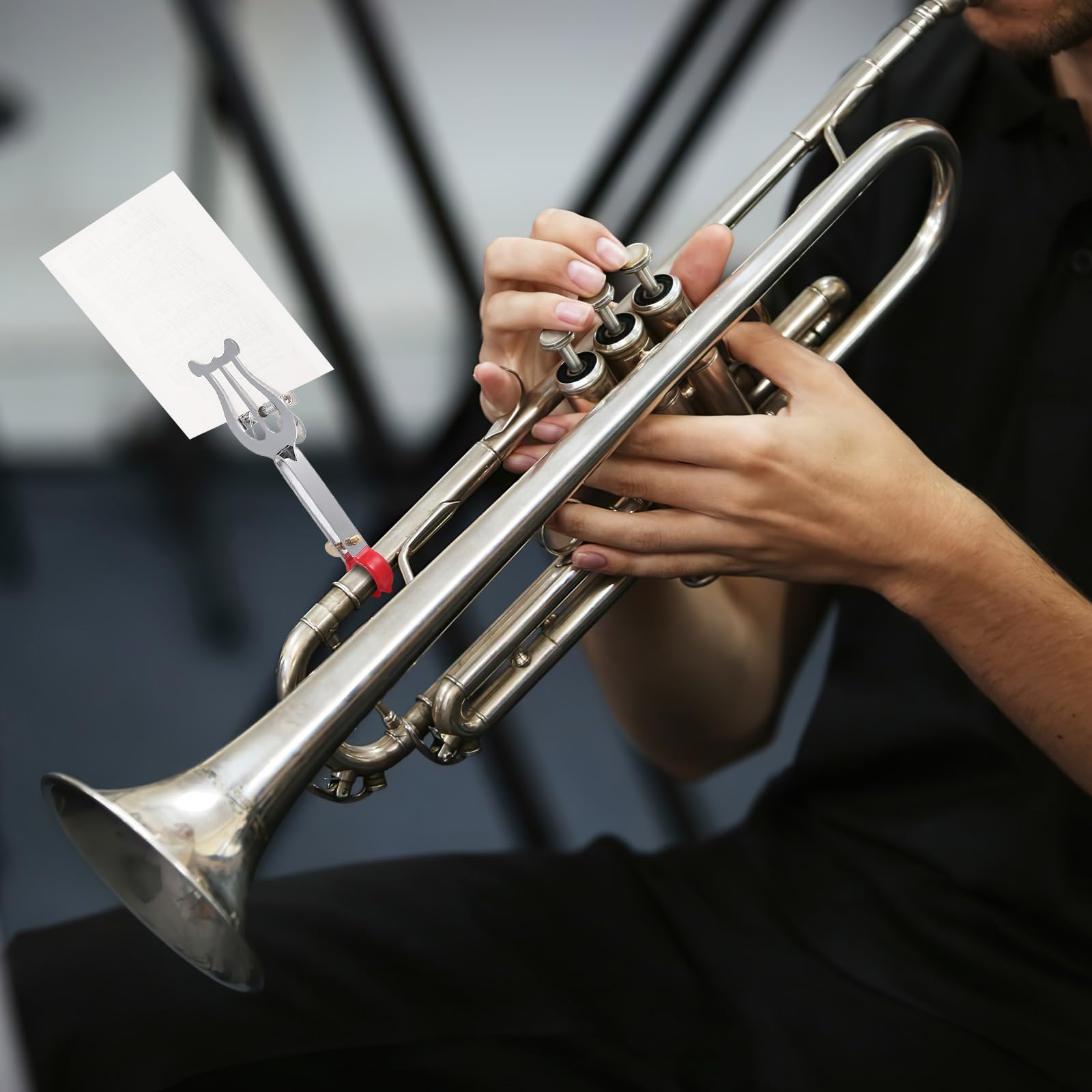 Atril de marcha de metal para trompeta, trombón, trompa, atril para partituras de música de marcha, lira pequeña, pinza de metal, 13,7 x 5,2 x 1,9 cm, (38K44HZGO11IY)