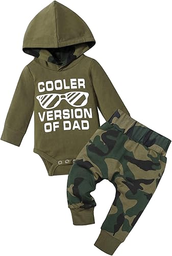 Fommy Ropa para Bebé Recién Nacido Niño Sudaderas con Capucha de Manga Larga con Estampado a Cuadros con Letras + Pantalones Largos Conjunto de 2