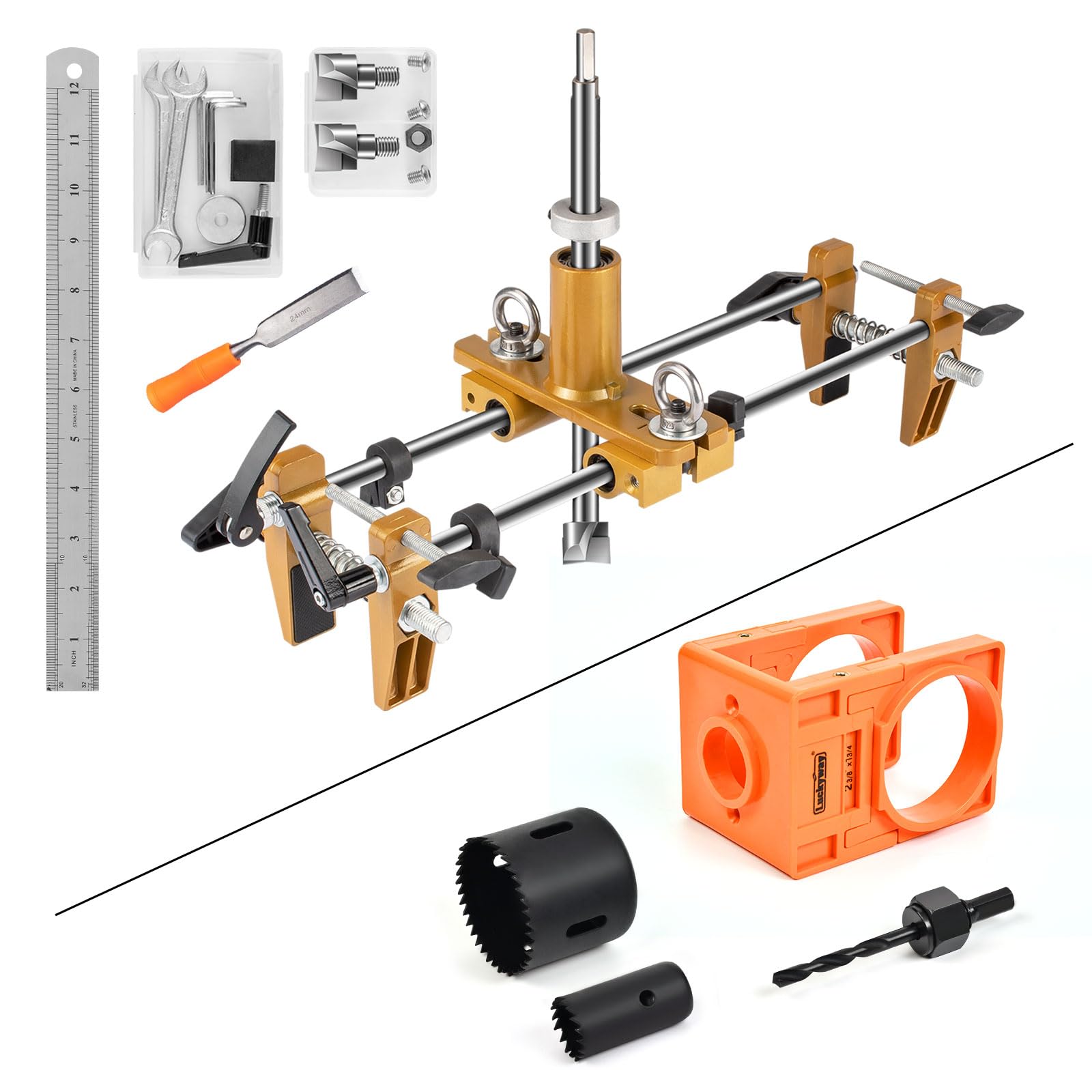 Luckyway Door Lock Installation Kit for Wooden Door, Including Hole saws and Drill Bits