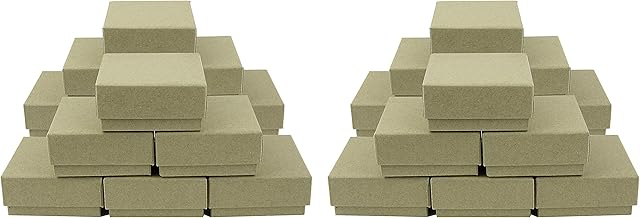 Emartbuy Set of 24 Brown Cardboard Jewellery Pendant Boxes, Ring Boxes, Gift Box for Anniversaries, Weddings, Birthdays Size - 7 cm x 7 cm x 3.5 cm