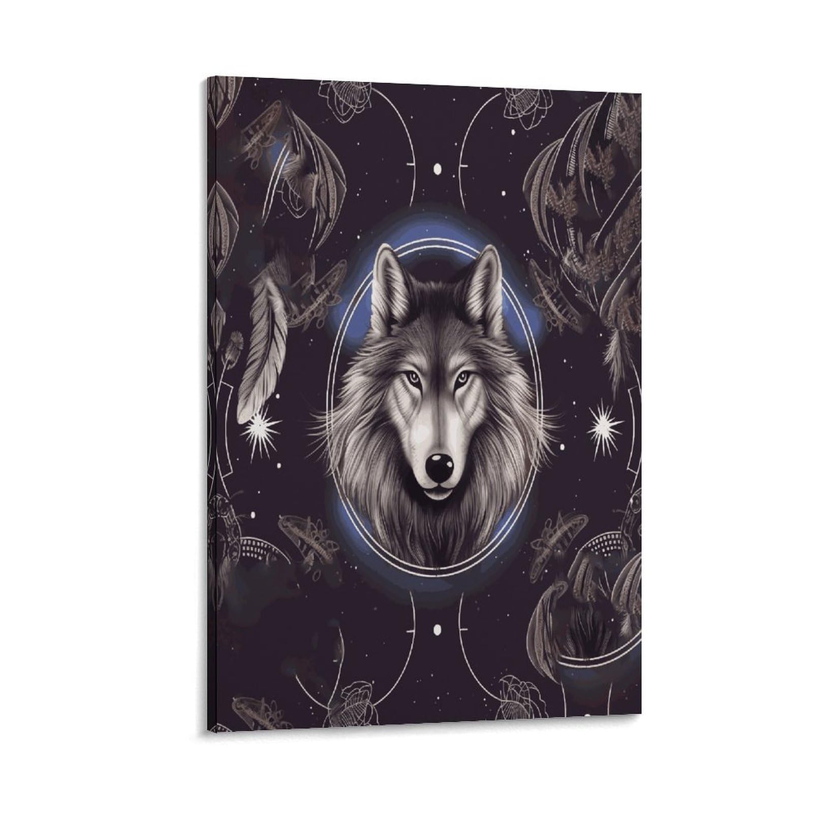 Wolves And Dream Catchers Canvas Wall Art Prints Hangable Decor Painting for Wall Prints Painting Artwork Modern Decorative Artwork Ready to Hang Wall Pictures for Home Decor 20x30inch(50x75cm)