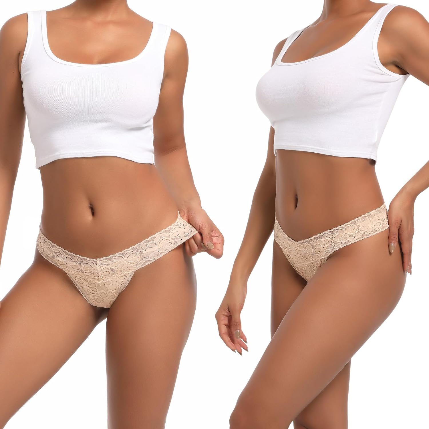 Lace Thongs For Women Plus Size Sexy Underwear T Back Stretch Womens Thongs Underwear 5/6/10 Pack - Image 2