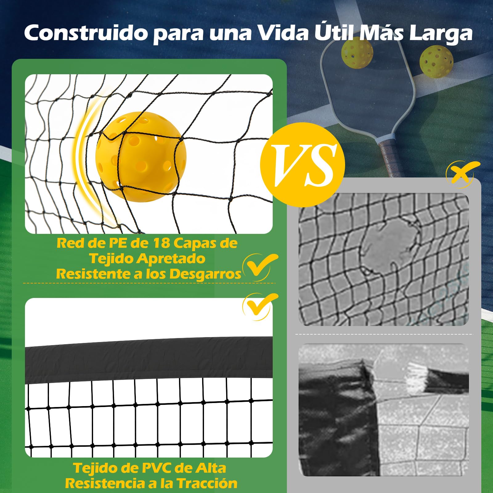 COSTWAY Red de Pickleball Portátil de 6,74M, Tubos de Metal, 6 Ruedas Bloqueables, Red de Poliéster Resistente, Bolsa de Transporte, Equipamiento de Pickleball para Todo Tipo de Clima