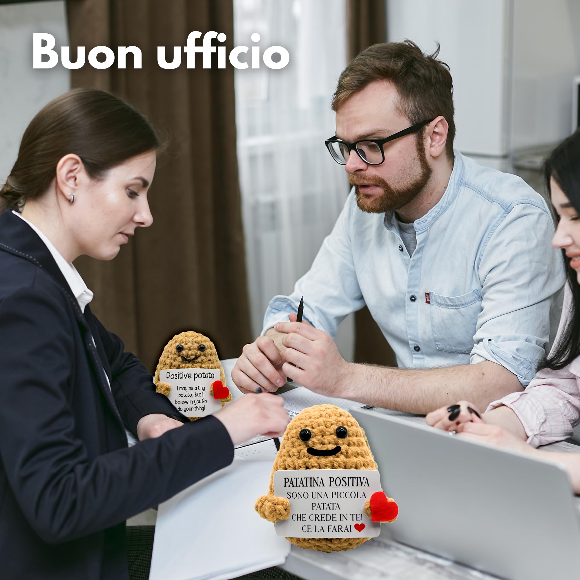 BigDaddy Patatina Positiva © con Messaggio Motivazionale - Peluche Patato Positiva Italiano - Patata Portafortuna e Motivazionale - Regalo Amica Speciale Originale - Idea Regalo Simpatica