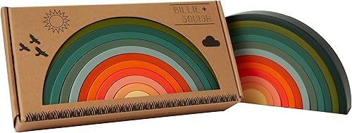 Juguete apilable de silicona arcoíris Los juguetes Montessori de 12 capas más grandes del mercado para niños pequeños, apilador, juguete de