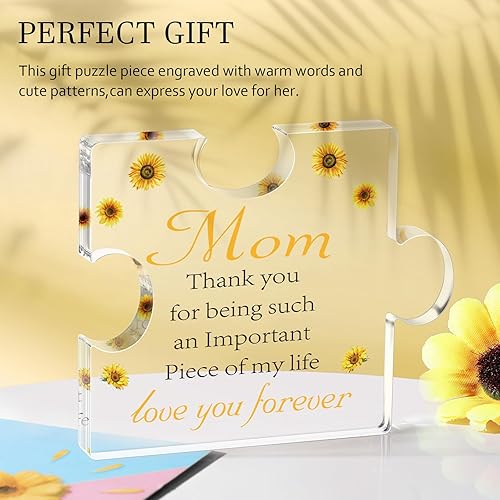 Miniatura 6 de Regalo de cumpleaños para mamá, rompecabezas de bloque acrílico grabado, regalos de cumpleaños para mamá, 3.35 x 2.76 pulgadas, de hija, hijo, papá,
