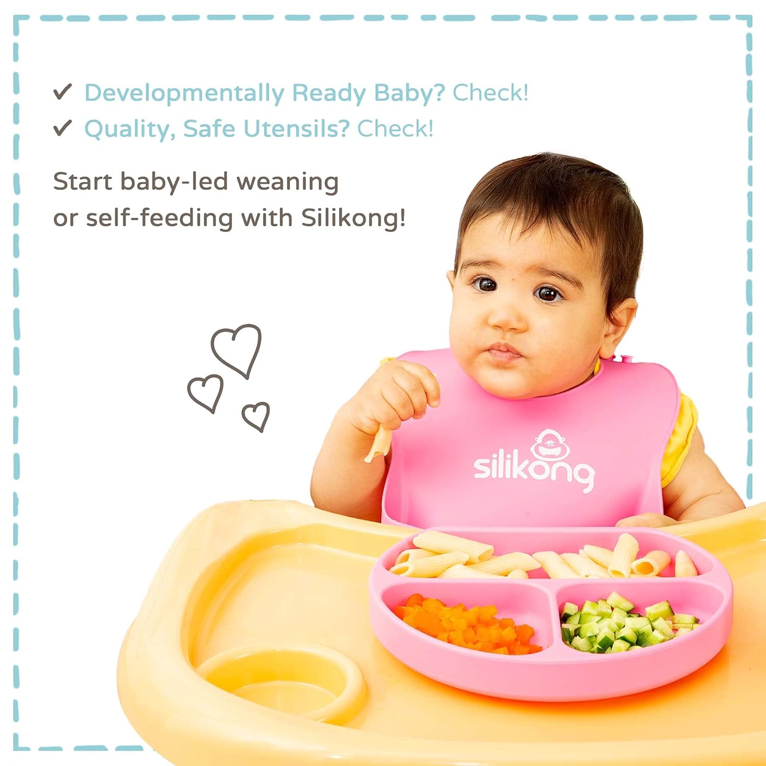Baby to Toddler Silicone Suction Plate – Divided, BPA-Free Baby Led Weaning Plate Fits Most High Chair Trays – Dishwasher-, Oven-, & Microwave-Safe Kids Dishes by Silikong, 8.2x7.3x1.4 in, Grey : Baby