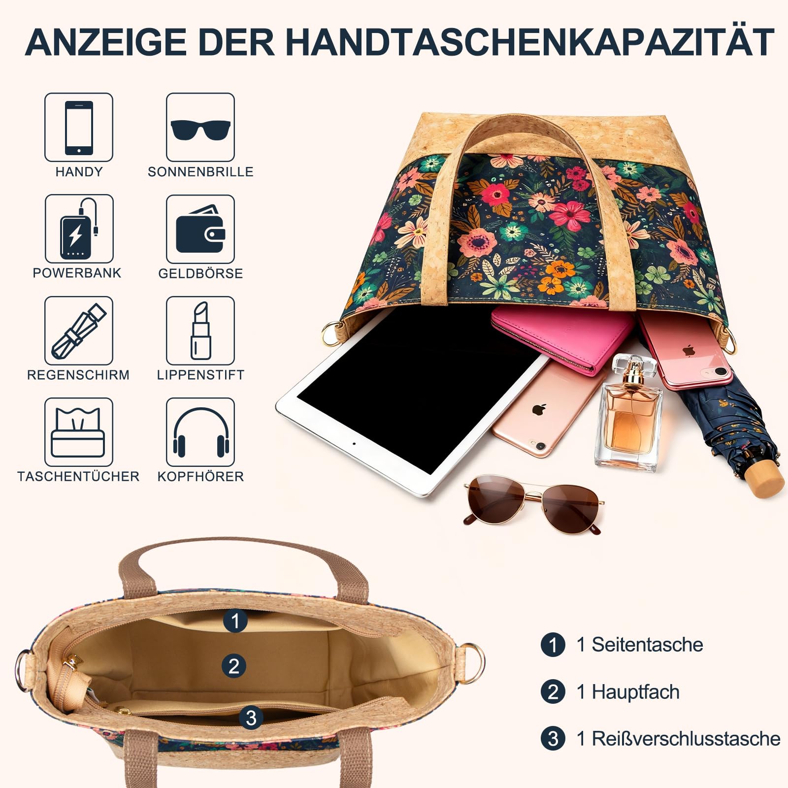 boshiho Bolso bandolera de corcho Crossbody Piel Vegana Sostenible Mujer Bolso de mano Monedero de Corcho Accesorios de Viaje Billetera de Viaje