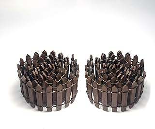 Fairy Garden Miniature Fence Accessories: Decorative White Wooden Picket Fence for Indoor & Outdoor Christmas Village - for Kids Ages 4 to 8 - Festive Decor for Christmas and Halloween (Brown-2pcs)