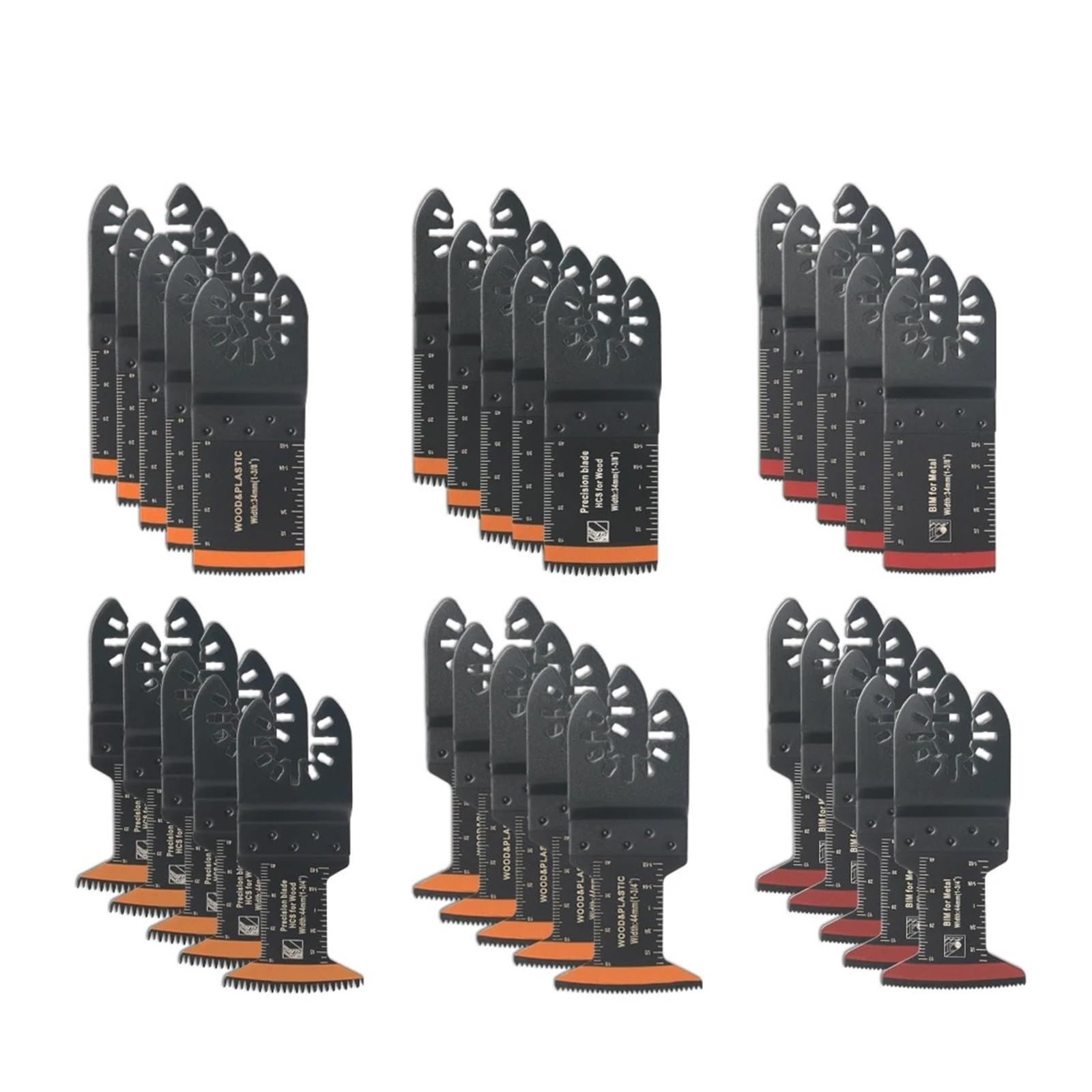Kit de hojas sierra oscilantes dientes, 10-39 Uds., cuchillas multiherramienta con borde for madera y PVC(30Pcs Set)