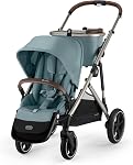 Cybex Gazelle S 2 Poussette – Poussette double modulaire pour bébé et tout-petit, comprend panier détachable, 20+ Configurations, Plier plat pour un stockage facile - Cadre amande beige/taupe