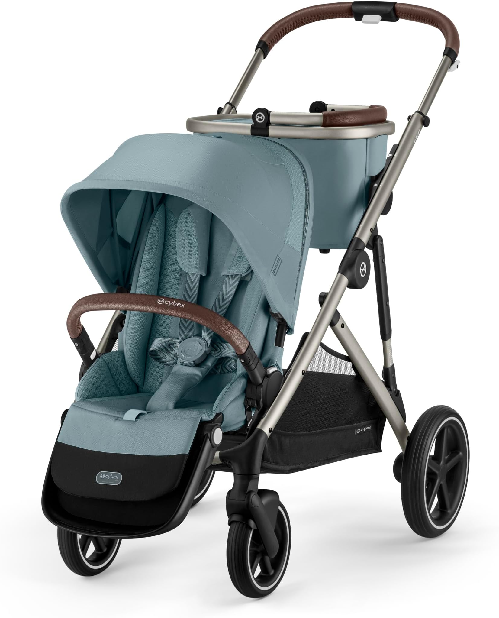 Cybex Gazelle S All-in-One Toddler and Baby Stroller with Over 20 Modular Configurations, Ergonomic Near-Flat Recline, Shopper Basket, and Compact Fold, Sky Blue