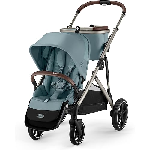 Cybex Gazelle S Stroller Modular Double for Infant and Toddler Includes Detachable Shopping Basket Over 20+ Configurations Folds Flat Easy Storage, Sky Blue, 1.0 Count, 5.0 liters, 28.4 pounds