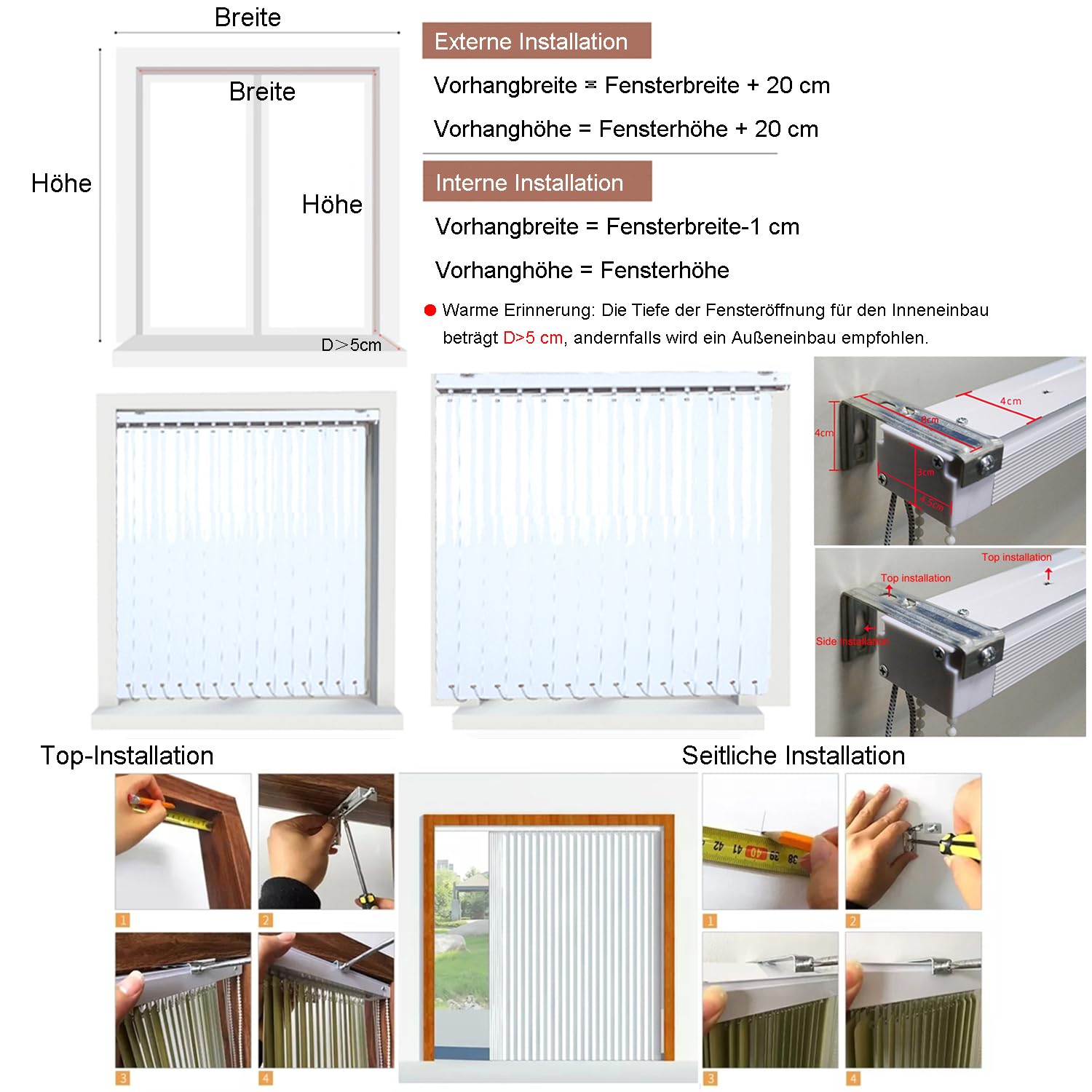 Lamellenvorhang Komplettset Schiebevorhang Nach Maß viele Größen & Farben Blickdicht lichtdurchlässig Fenster Vorhang Aluminium Vertikaljalousie Verdunkelungsgardine (55cm x 230cm)