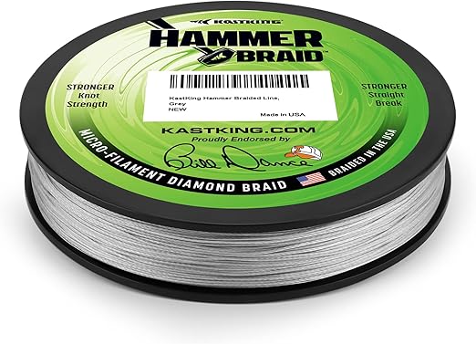 KastKing Hammer Braid Fishing Line - Abrasion Resistant Braided Line, Made in The USA, Thin Diameter Superline, Line Endorsed by Bill Dance, Tighter Diamond Braid, Zero Stretch, More Color Fast