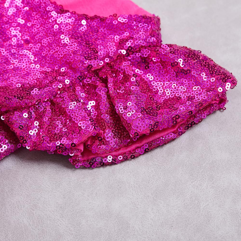 Cilucu Girl Sequin Ruffle Dress Tutu Flower Girls Dress Princess Sparkle - Image 5