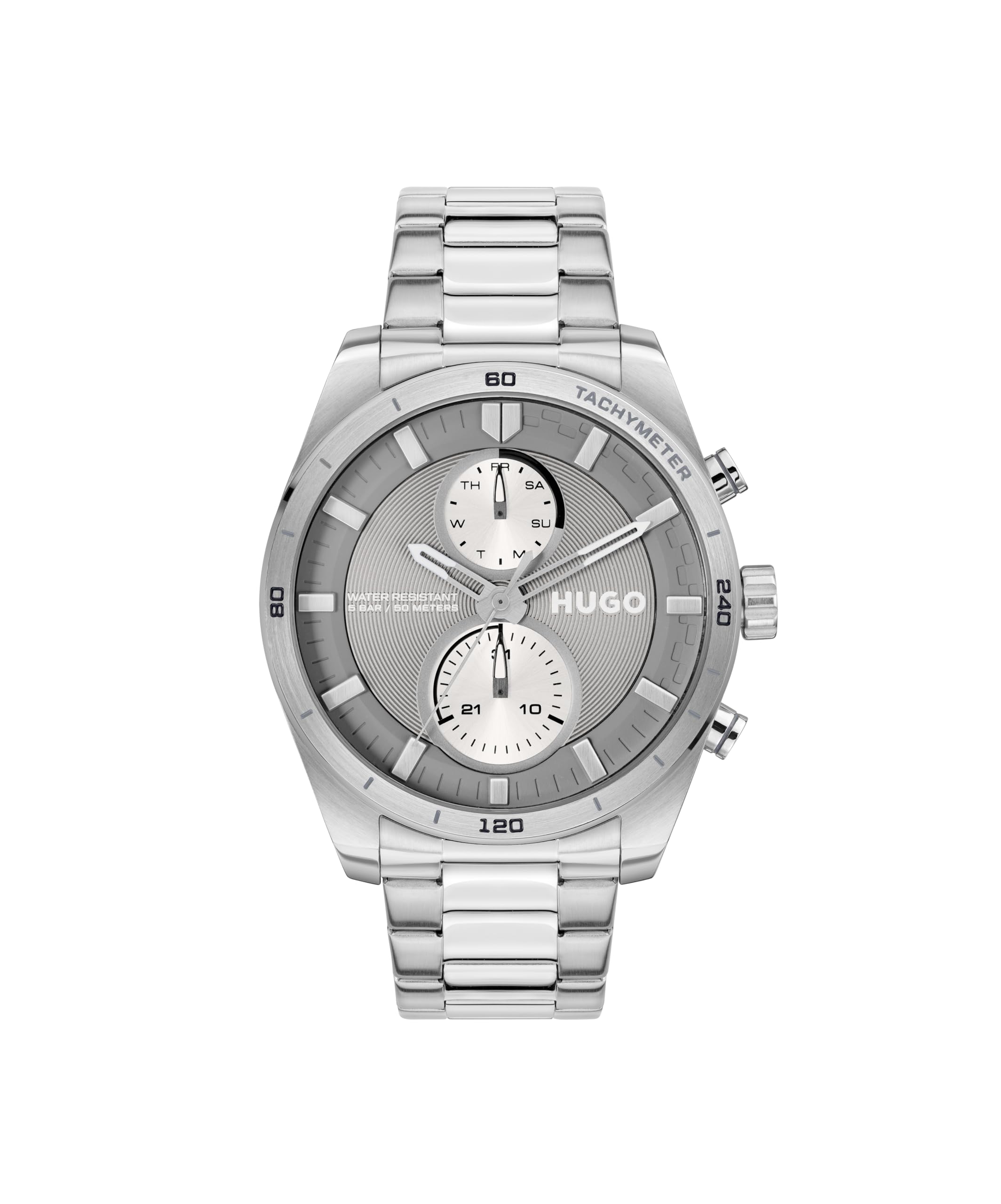 HUGO Analogue Multifunction Quartz Watch for Men #Fast Collection with Silver Stainless Steel Bracelet - 1530372