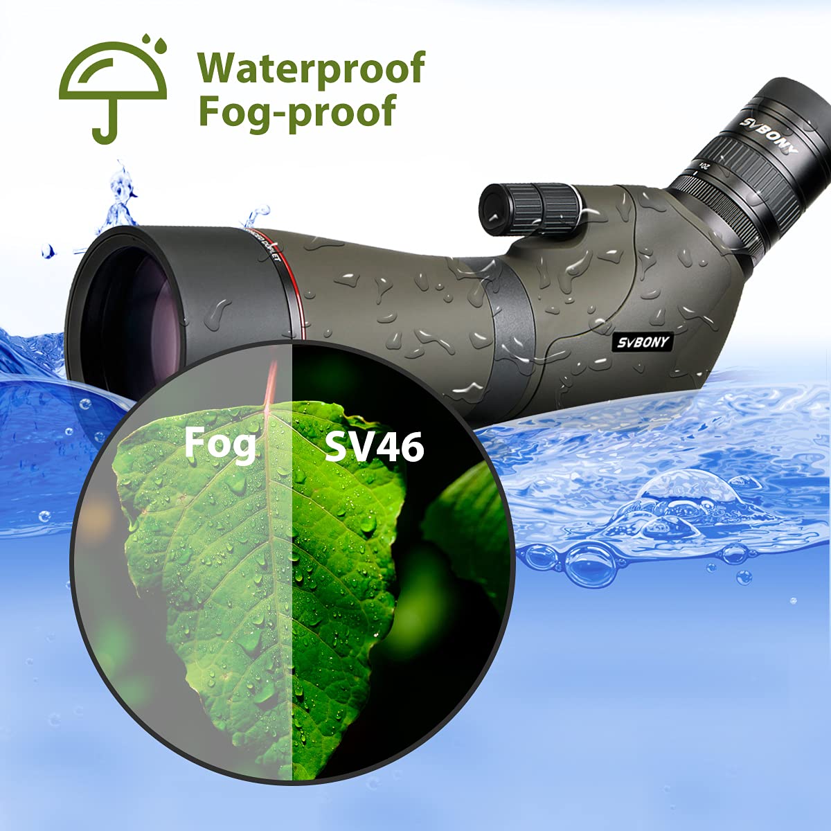 Svbony SV46P Longue Vue, 20-60x80 Longue Vue Ed, Ed Glass FMC Optics Monoculaire Étanche Pour Tir Sur Cible, Tir à L'arc, Avion, Lune, Faune