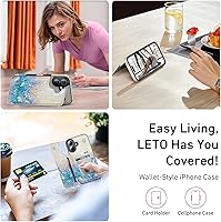 Vista 615 de LETO para iPhone 15 Pro Funda tipo cartera - Tapa tipo folio con patada - Diseños de moda - Tarjetero - Funda protectora para mujeres y niñas - 6.1