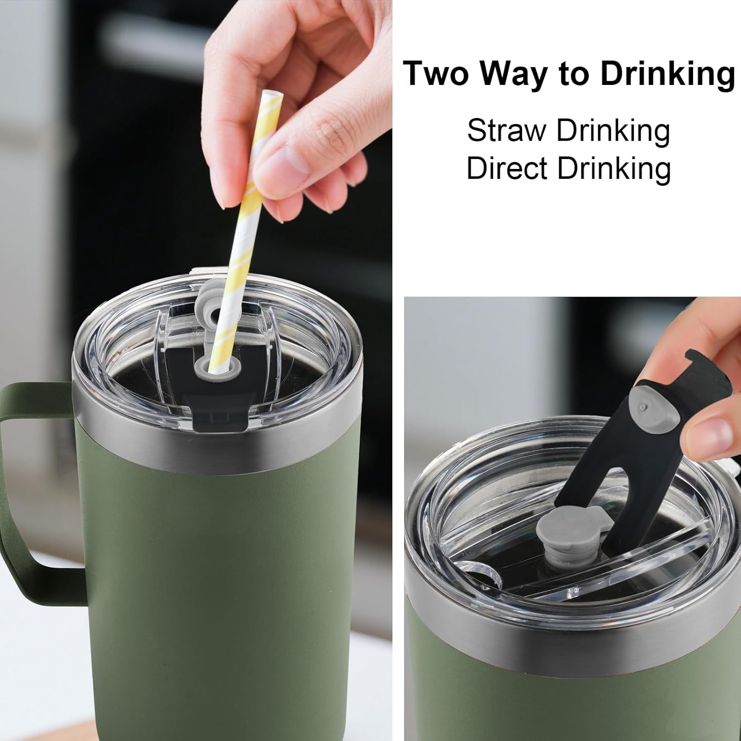 2Pack Replacement Lids Compatible with Stanley 24oz 12oz Camp Mug, Spill Proof Insulated Cup Lid for Stainless Steel Coffee Mug（Cups NOT Included） - Image 5