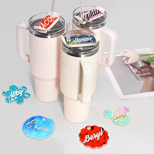 Miniatura 6 de ToBeAce 24 piezas de acrílico para placa de identificación de sublimación, 3.2 x 1.3 pulgadas para vasos Stanley de 40 onzas H2.0, etiqueta de