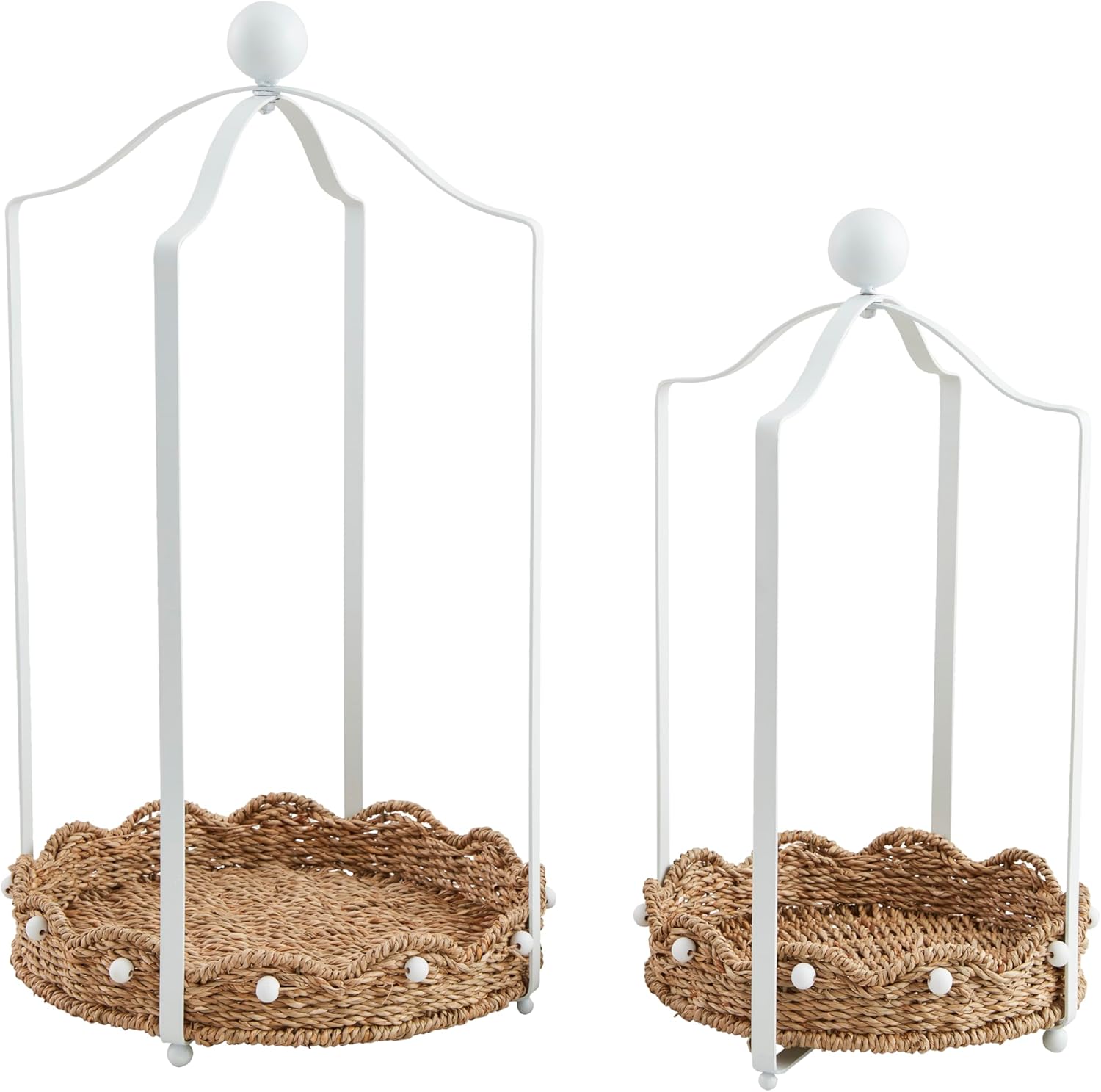 Mud Pie Small Scalloped Tray Lantern; 16" X 9" Dia