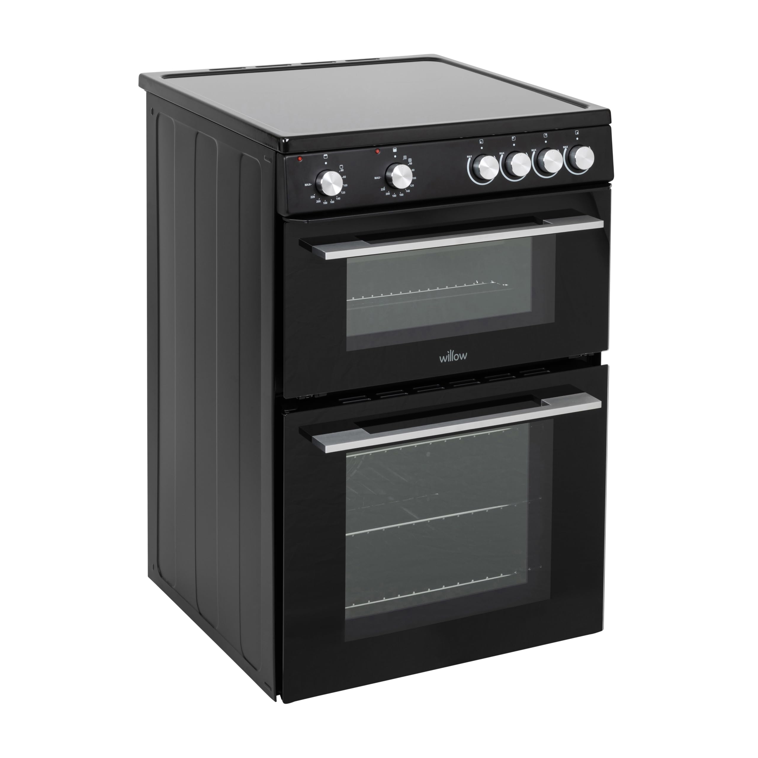 Willow WT60CCB 68L Freestanding Electric Cooker, Twin Cavity Cooker with Ceramic Hob and 31l Grill Cavity, 2 Years Warranty - Black — view 3