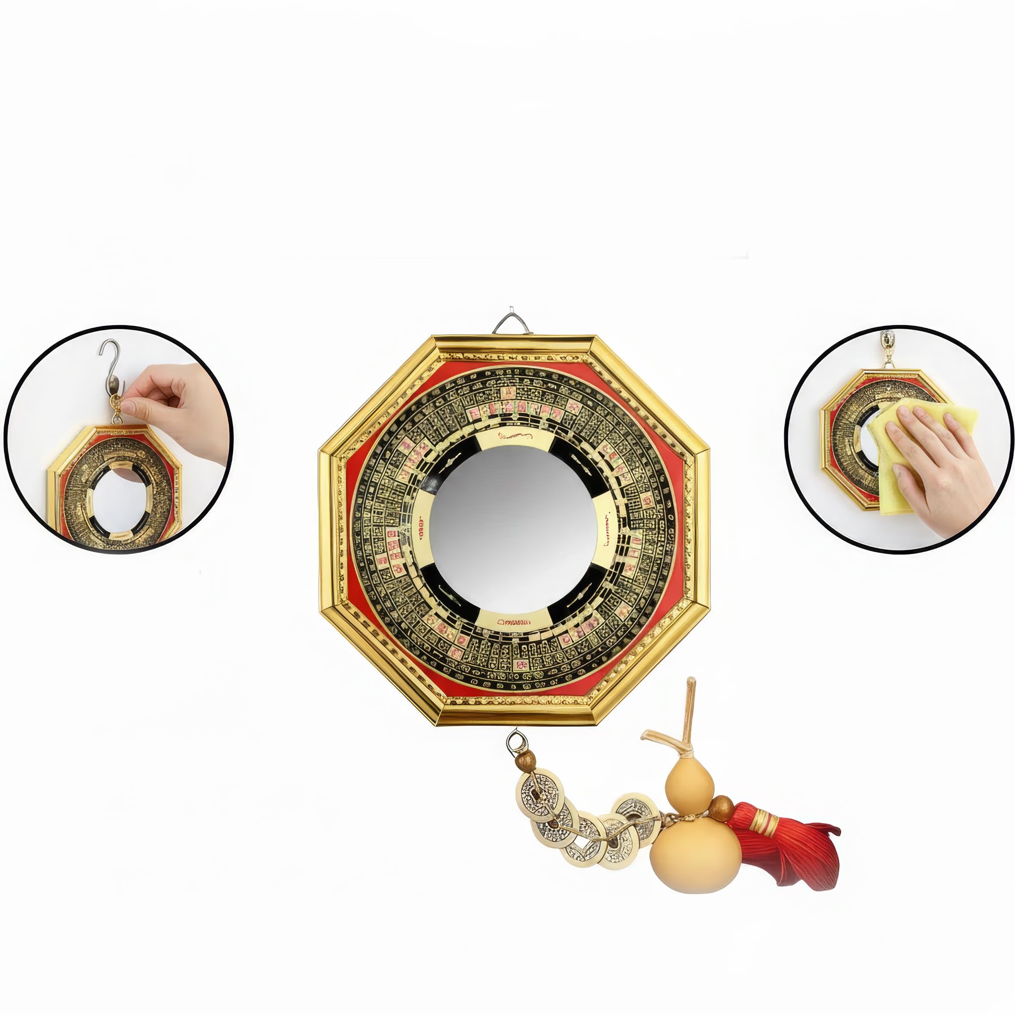 Chiorgone Espelho Feng Shui Bagua – Enfeite de parede côncavo Yin