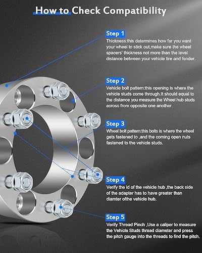 Miniatura 2 de ECCPP 4 espaciadores de rueda de 6 lengüetas de 2 pulgadas, 6 x 5.5 a 6 x 5.5 pulgadas, 0.236 x 5.500 in, 4.252 in para QX56 2004-2013  para Armada
