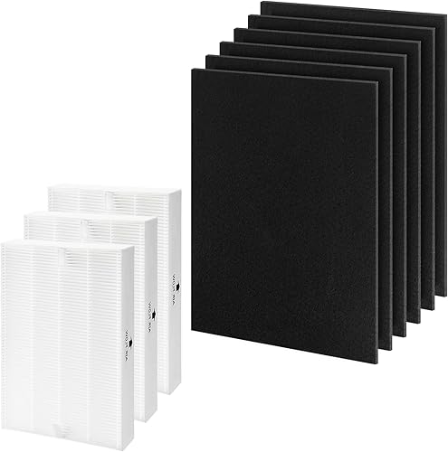 Miniatura 1 de MIFLUS Paquete de 3 filtros HEPA HPA300 de repuesto y 6 paquetes de prefiltros para purificador de aire Honeywell compatible con HPA300, HPA200,