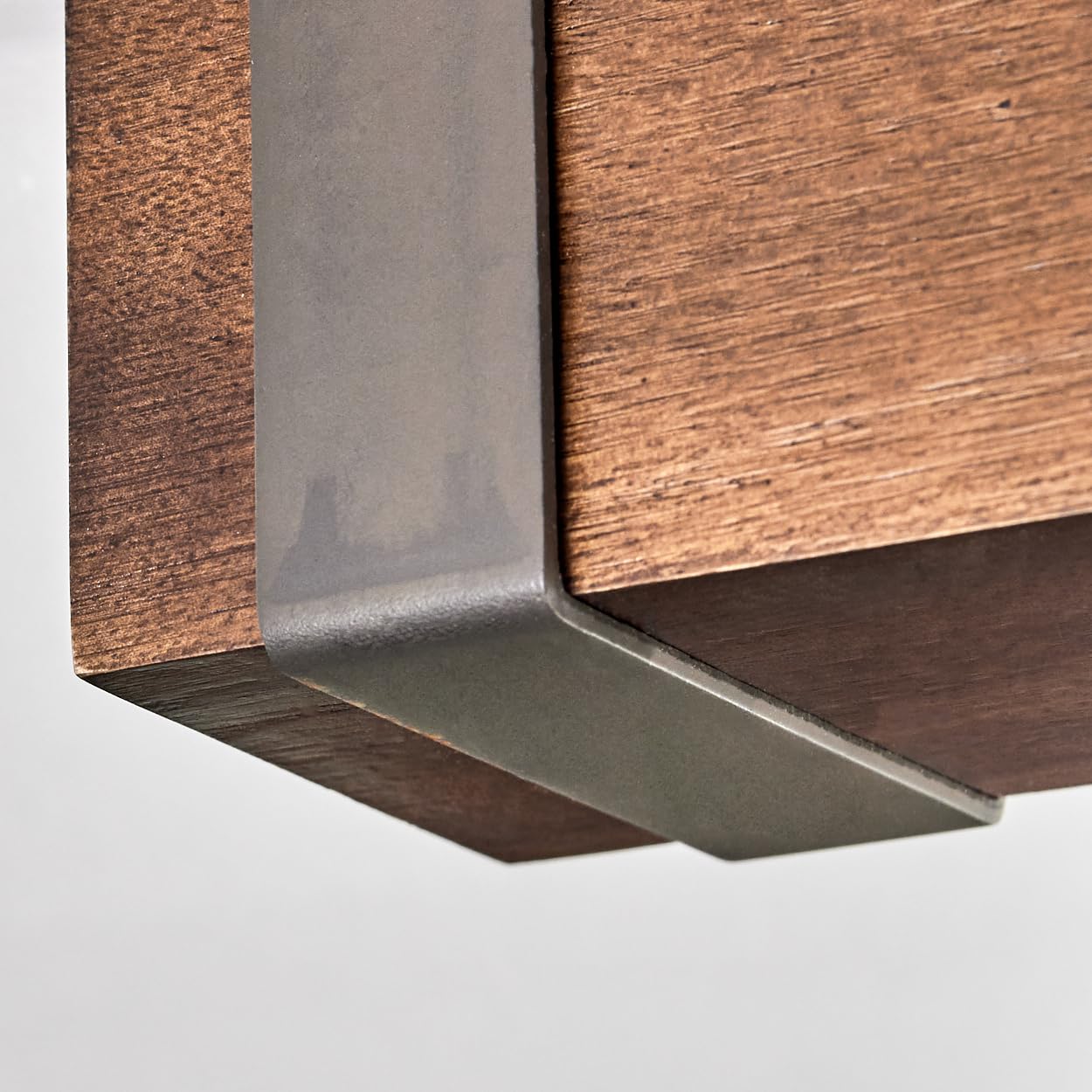 HOFSTEIN Deckenleuchte Pehefito, 4-flammige Deckenlampe aus Metall/Holz in Grau/Dunkelbraun, verstellbare Leuchte im Industrial/Retro/Vintage-Design mit Holzbalken, GU10, Esszimmer, Wohnzimmer, Küche