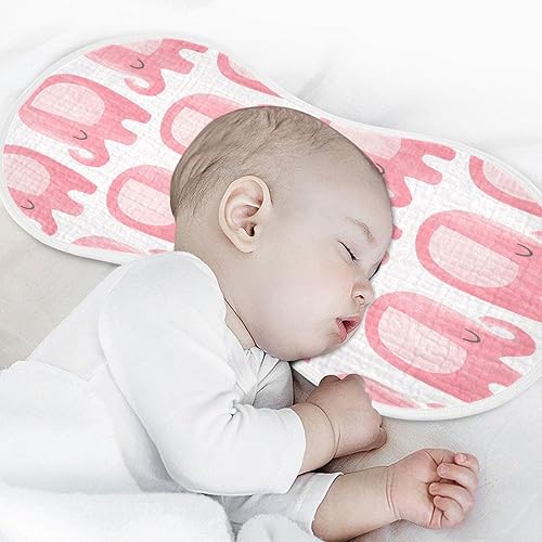 Miniatura 5 de Kigai Paquete de 2 paños de muselina de algodón para eructos para bebé, tela absorbente de elefante rosa, trapos suaves para bebés, niños y niñas,