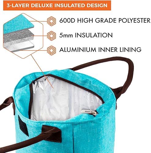 Miniatura 5 de Opux Bolsa de almuerzo con aislante térmico para mujer y niña, bolsa térmica para almuerzo bolsa lonchera hielera reutilizable suave para escuela,