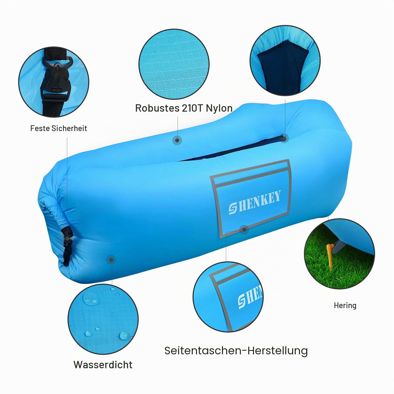 Aufblasbarer Safa, Wasserdichtes Luftsofa mit Tragbarem Paket, Aufblasbare Liege,Luft Sofa Couch für Das Reisen, Kampierend, Wandernd, Pool und Strand-Partys