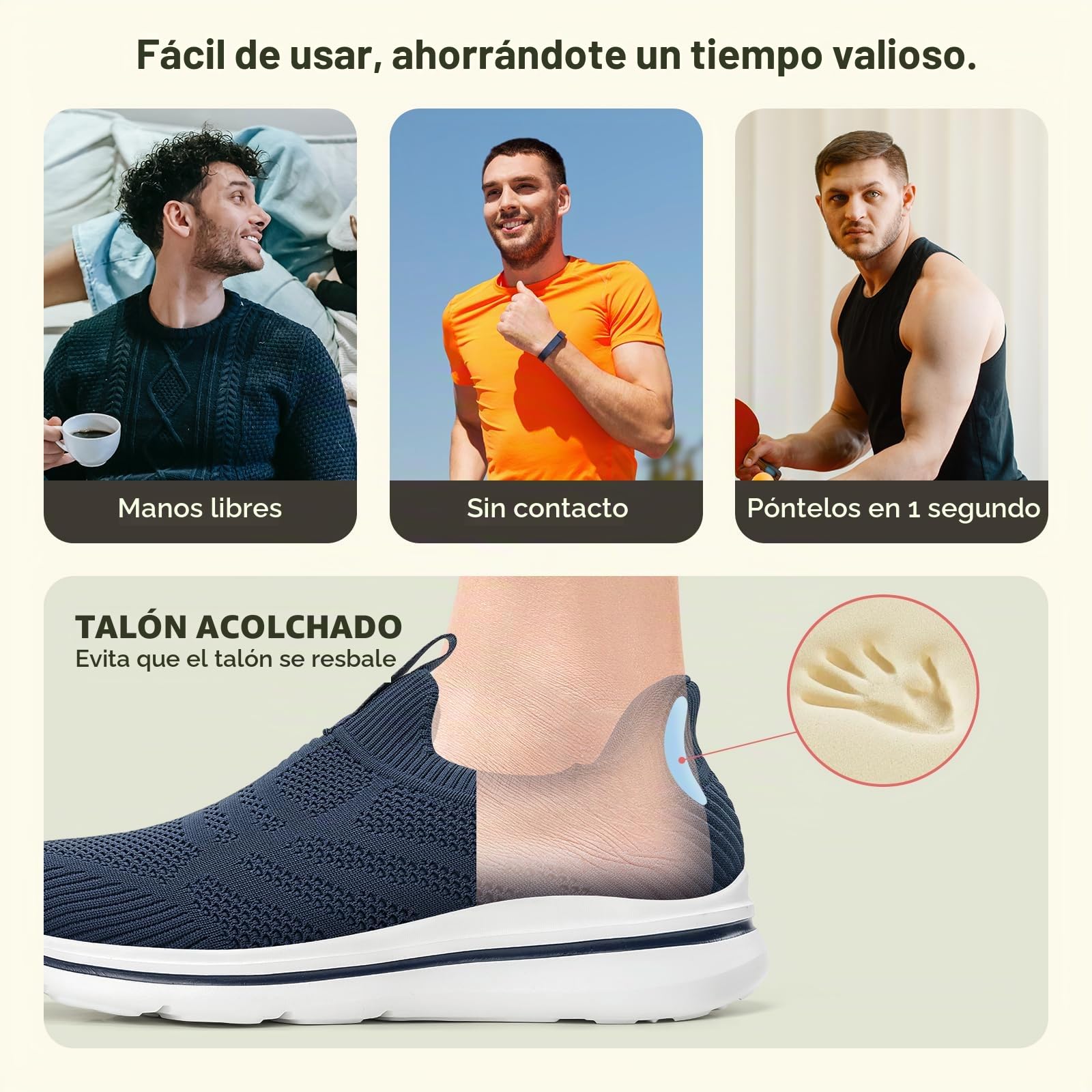 ODCKOI Sneakers Zapatillas Deportivas Manos Libres para Hombre Ligeras y Transpirables Slip In Zapatillas Deportivas para Cómodas de Malla Zapatos Casuales sin Cordones
