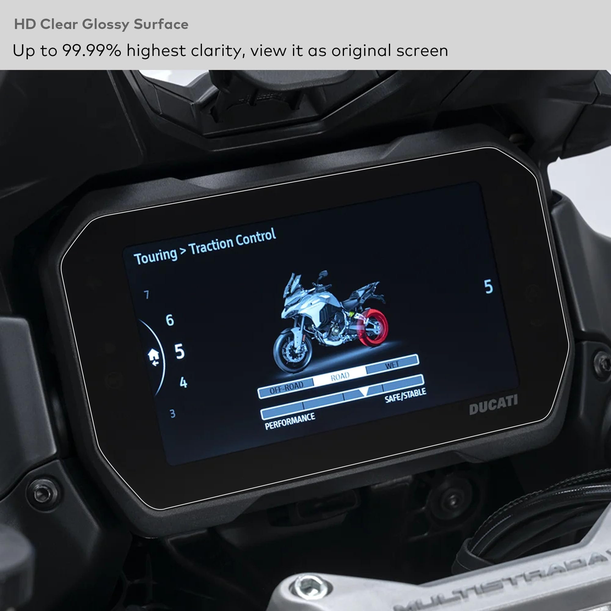 Protector de pantalla de cristal templado para Ducati Multistrada V4 / V4 S / V4 RS / V4 Rally / V4 Pikes Peak Moto Instrumento 6,5 pulgadas 9H resistente a los arañazos / huellas dactilares