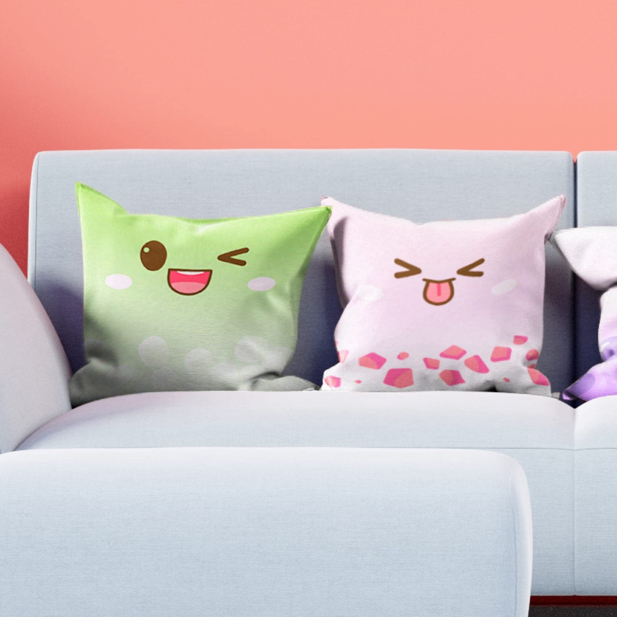 BelugaDesign Graziose federe per cuscini, confezione da 4 pezzi, motivo anime Boba Bubble Tea, Kawaii, per ragazze (45 x 45 cm, 4 multicolori)