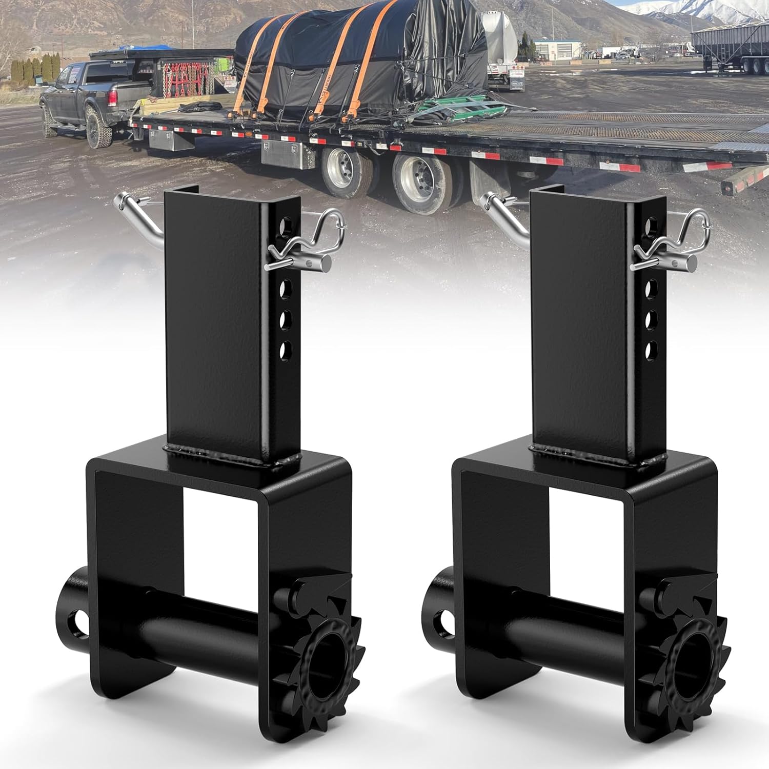 Upgraded Trailer Stake Pocket Winch 2PCS, Stake Pocket for 4" Ratchet Tie Down Straps 16200 LBS Capacity and 5400 LBS Load Limit for Flatbed Trailer Trucks Winches Flatbed Equipment Accessories