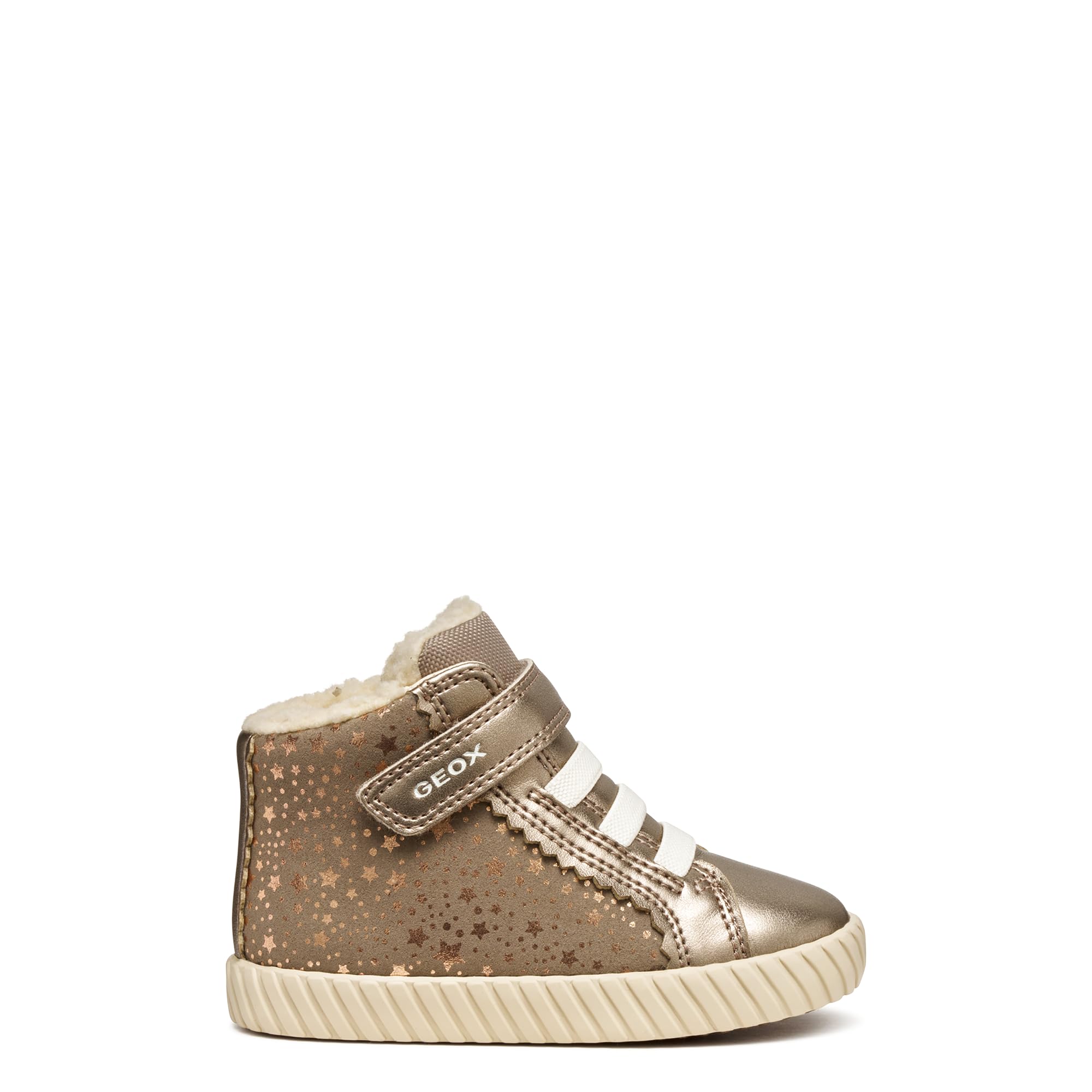 Geox Baby B MIRROLESS Girl Sneaker, Dark Beige, 7 UK Child