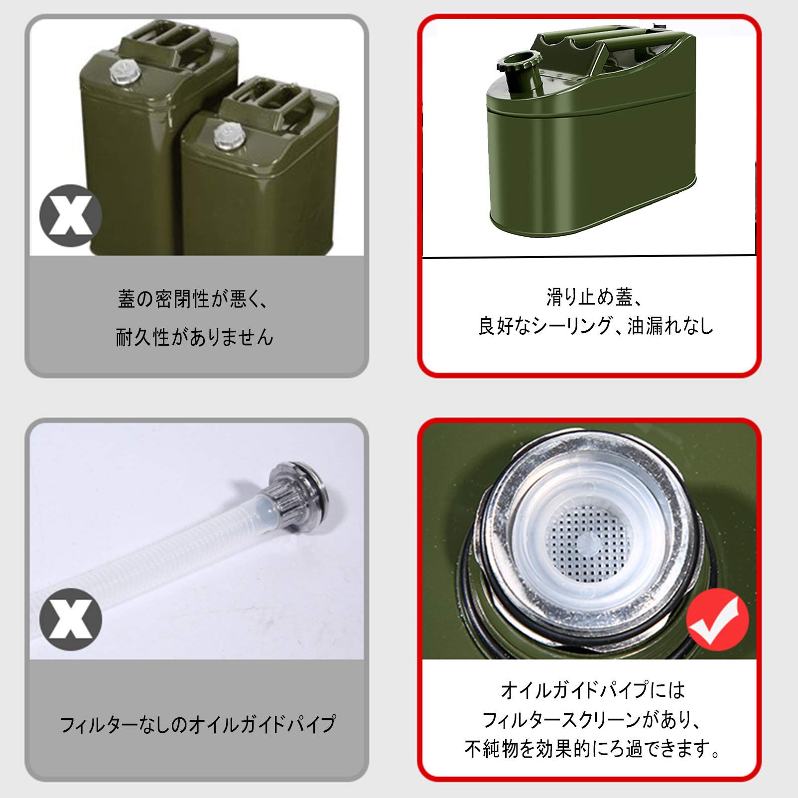 Amazon.co.jp: 5L/10L/15L/20L/25L/30Lガソリン携行缶 ノズル付き 車載