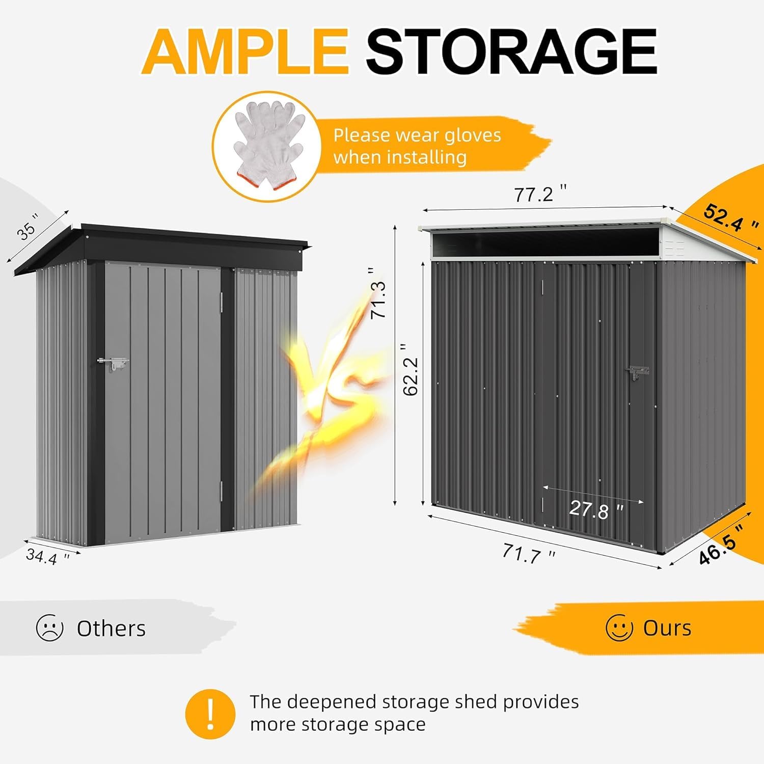 Shintenchi 6x4 FT Outdoor Storage Shed with Window, Outdoor Waterproof Storage Shed Metal Garden Shed with Lockable Single Door, Weather Resistant Tool Storage House Shed for Garden,Backyard,Gray - 2