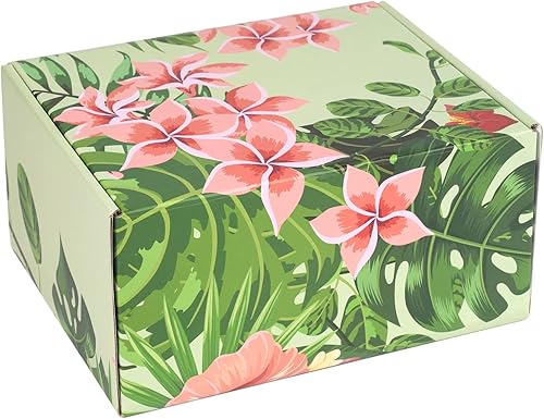 Miniatura 3 de Cajas de envío de flores hawaianas, paquete de 25 cajas de regalo florales hawaianas de 8 x 6 x 4 pulgadas, cajas de envío pequeñas de cartón