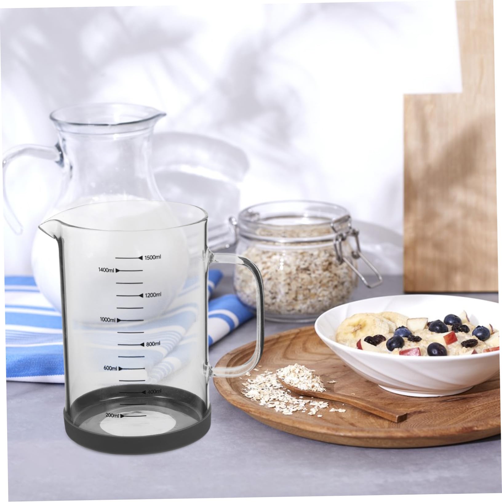 Messbecher aus Glas 1500ml mit Henkel und Skala, Präzise