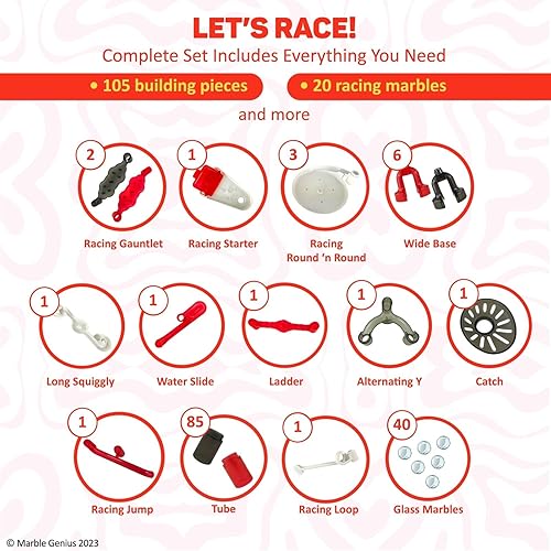 Vista 3 de Marble Genius Juego de carreras de Marble Run: 200 piezas Marble Run Racing Set Juguetes para niños, Bloques de construcción de torre de laberinto