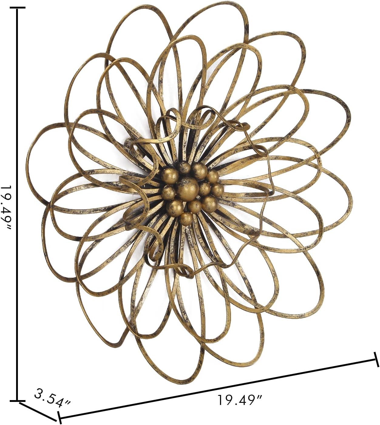 Asense 20 Inch Metal Flower Wall Decor Iron Art Outdoor Multiple Layer Home Decoration for Bedroom Bathroom Living Room Office Garden