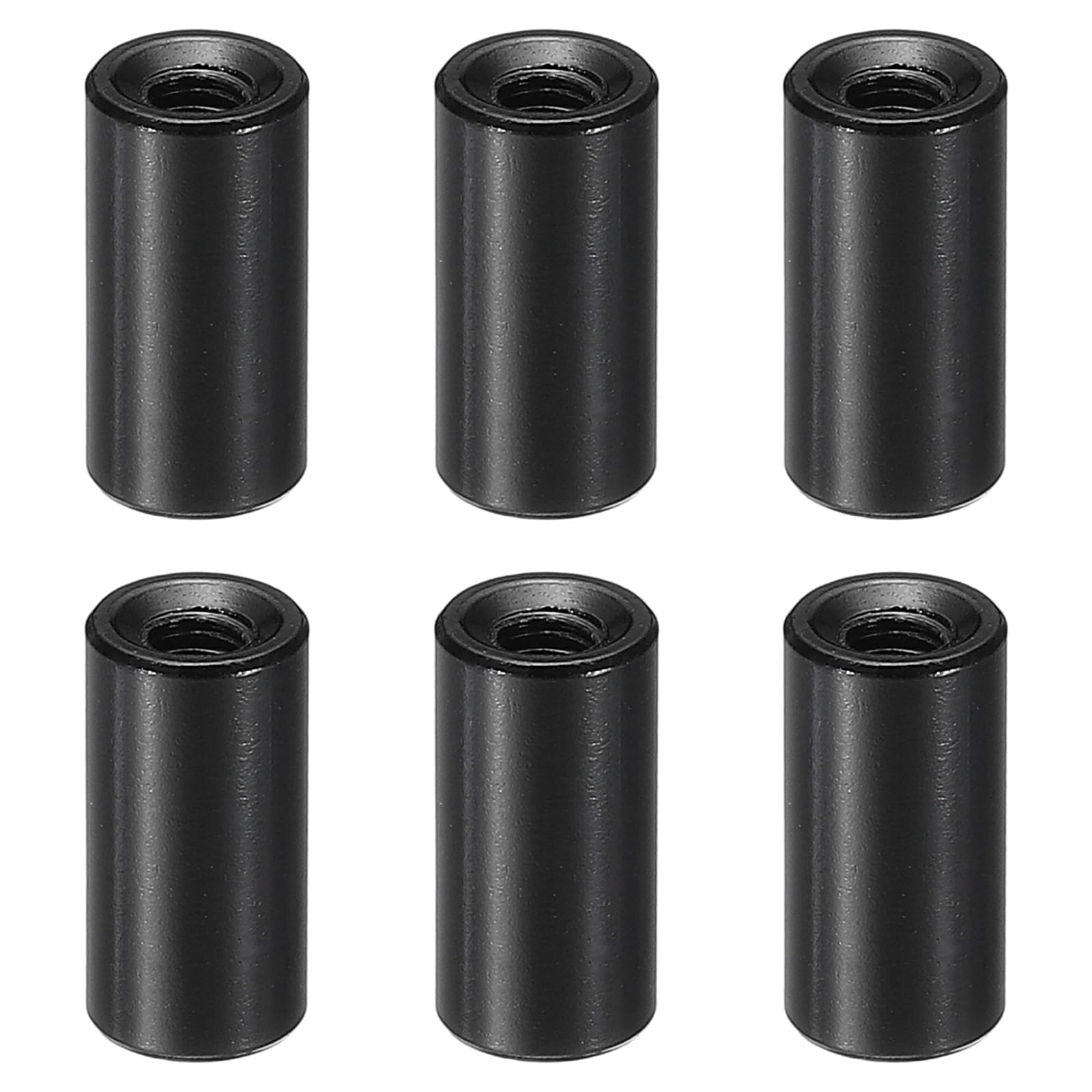 PATIKIL 6pcs M3 Metal Threaded Standoff Spacer Nuts, Round Aluminum Spacers Female Coupling Screws, 1/8" ID x 1/4" OD, Black 3x6x12mm