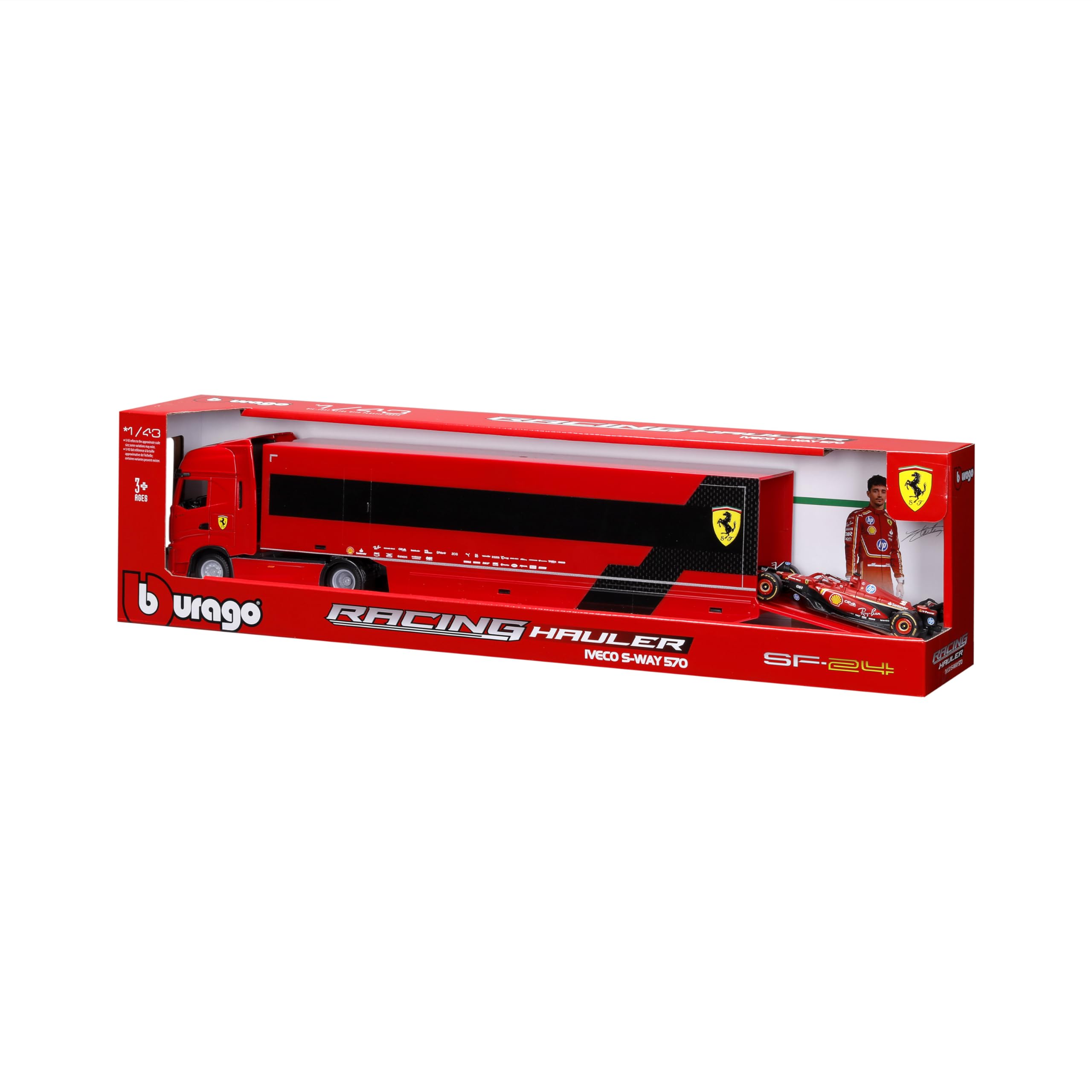 Bburago Iveco S-Way 570 Racing with Ferrari SF-24#16 Leclerc, 1:43