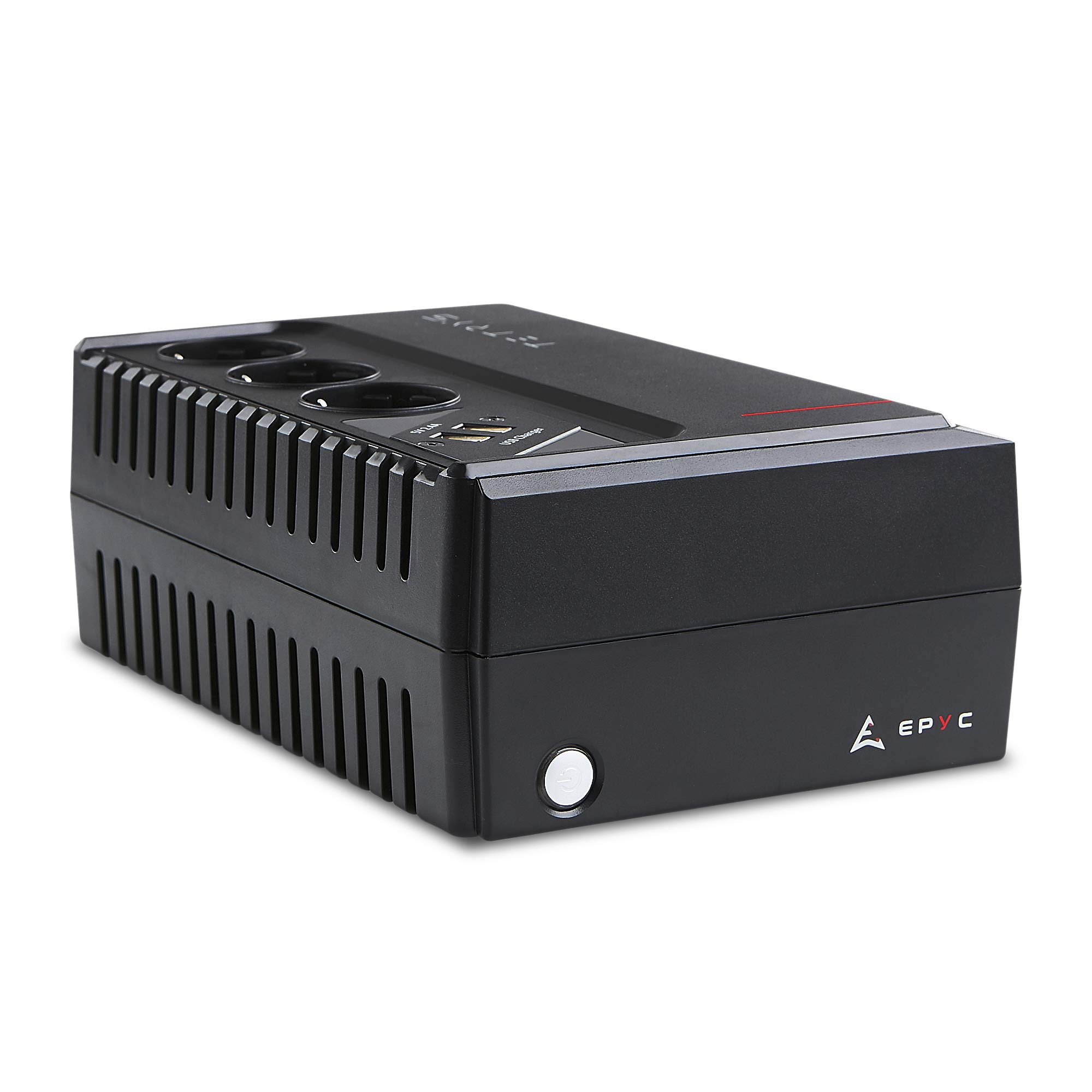 EPYC TETRYS - SAI Regleta, Potencia 850 VA/480 W, Sistema de Alimentación Ininterrumpida para PC, Tecnología Line Interactive, AVR, 3 Salidas Schuko, SAI 800 VA
